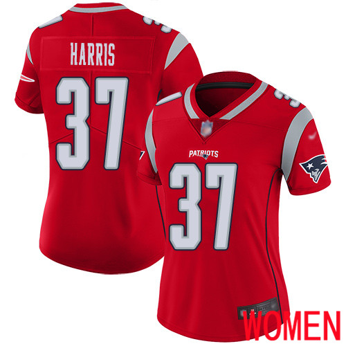 New England Patriots Football #37 Inverted Legend Limited Red Women Damien Harris NFL Jersey